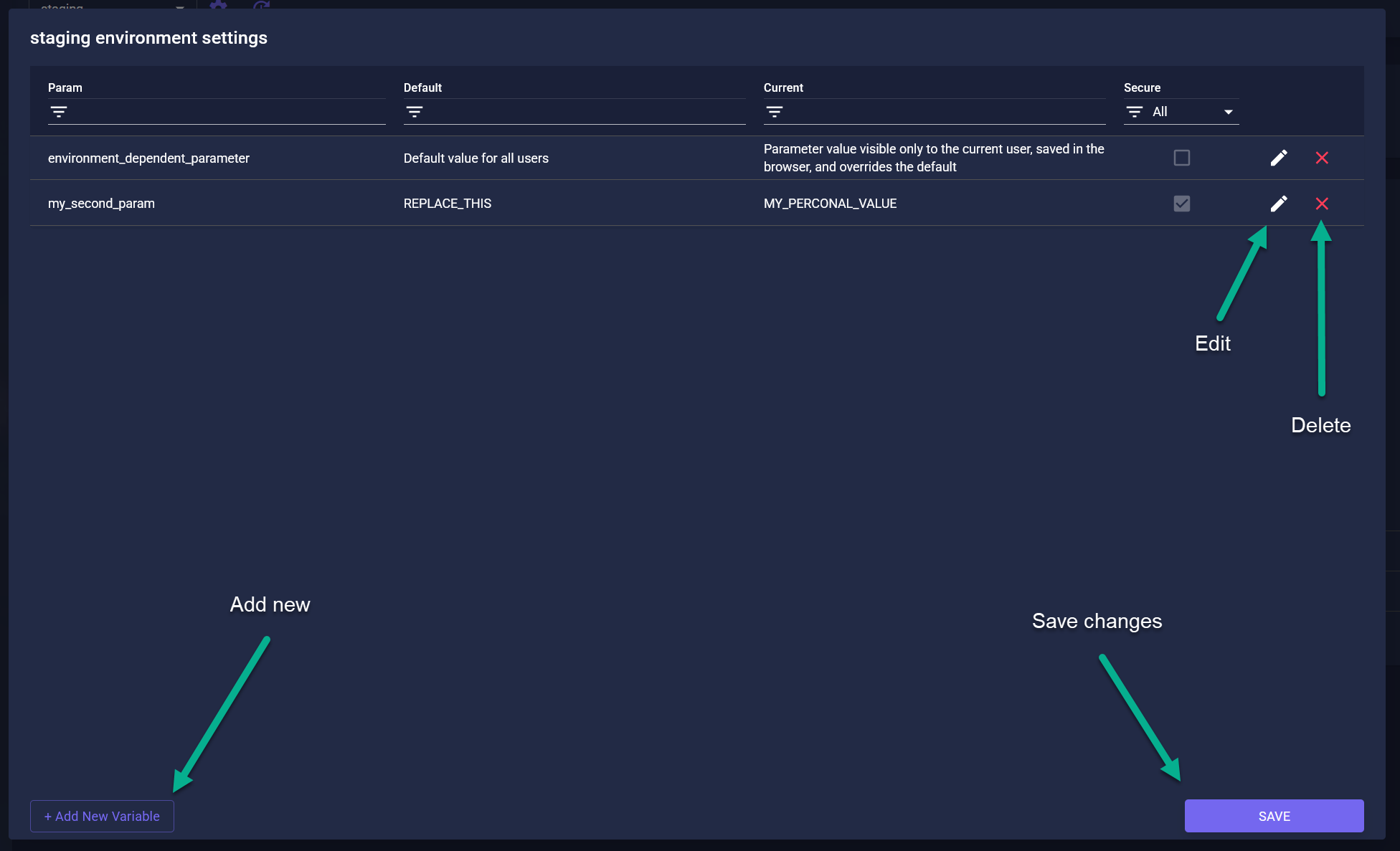Manage Environment Parameters