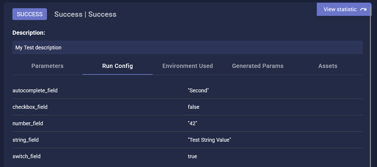 Run Config Info