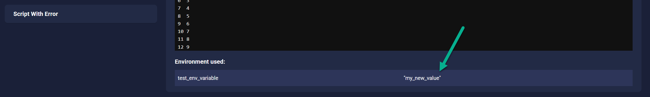 Env variable in last script result