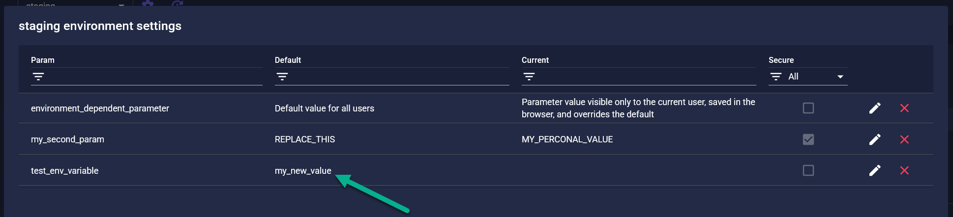 Set env variable in settings